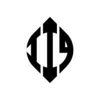 iiq-Kreisbuchstaben-Logo-Design mit Kreis- und Ellipsenform. iiq Ellipsenbuchstaben mit typografischem Stil. Die drei Initialen bilden ein Kreislogo. iiq Kreisemblem abstrakter Monogramm-Buchstabenmarkierungsvektor. vektor