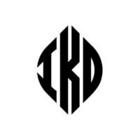 ikd-Kreisbuchstaben-Logo-Design mit Kreis- und Ellipsenform. ikd Ellipsenbuchstaben mit typografischem Stil. Die drei Initialen bilden ein Kreislogo. ikd-Kreisemblem abstrakter Monogramm-Buchstabenmarkierungsvektor. vektor