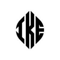 Ike-Kreis-Buchstaben-Logo-Design mit Kreis- und Ellipsenform. ike Ellipsenbuchstaben mit typografischem Stil. Die drei Initialen bilden ein Kreislogo. ike Kreisemblem abstrakter Monogramm-Buchstabenmarkierungsvektor. vektor