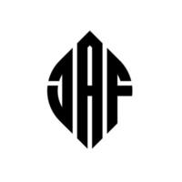 jaf cirkel bokstavslogotyp design med cirkel och ellipsform. jaf ellips bokstäver med typografisk stil. de tre initialerna bildar en cirkellogotyp. jaf cirkel emblem abstrakt monogram bokstaven märke vektor. vektor