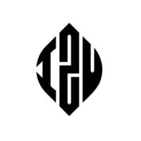izv-Kreisbuchstaben-Logo-Design mit Kreis- und Ellipsenform. izv ellipsenbuchstaben mit typografischem stil. Die drei Initialen bilden ein Kreislogo. izv-Kreisemblem abstrakter Monogramm-Buchstabenmarkierungsvektor. vektor