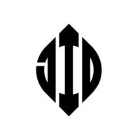 Jio-Kreisbuchstaben-Logo-Design mit Kreis- und Ellipsenform. Jio-Ellipsenbuchstaben mit typografischem Stil. Die drei Initialen bilden ein Kreislogo. Jio-Kreis-Emblem abstrakter Monogramm-Buchstaben-Markierungsvektor. vektor