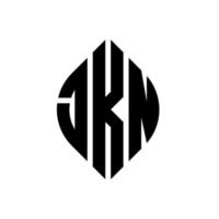 Jkn-Kreisbuchstaben-Logo-Design mit Kreis- und Ellipsenform. jkn Ellipsenbuchstaben mit typografischem Stil. Die drei Initialen bilden ein Kreislogo. jkn Kreisemblem abstrakter Monogramm-Buchstabenmarkierungsvektor. vektor