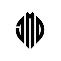 jmo-Kreisbuchstaben-Logo-Design mit Kreis- und Ellipsenform. jmo Ellipsenbuchstaben mit typografischem Stil. Die drei Initialen bilden ein Kreislogo. JMO-Kreis-Emblem abstrakter Monogramm-Buchstaben-Markenvektor. vektor