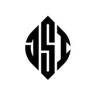 JSI-Kreisbuchstaben-Logo-Design mit Kreis- und Ellipsenform. jsi Ellipsenbuchstaben mit typografischem Stil. Die drei Initialen bilden ein Kreislogo. JSI-Kreis-Emblem abstrakter Monogramm-Buchstaben-Markierungsvektor. vektor
