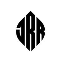 jrr-Kreisbuchstaben-Logo-Design mit Kreis- und Ellipsenform. jrr Ellipsenbuchstaben mit typografischem Stil. Die drei Initialen bilden ein Kreislogo. Jrr-Kreis-Emblem abstrakter Monogramm-Buchstaben-Markierungsvektor. vektor