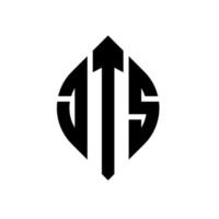 JTS-Kreisbuchstaben-Logo-Design mit Kreis- und Ellipsenform. jts Ellipsenbuchstaben mit typografischem Stil. Die drei Initialen bilden ein Kreislogo. jts Kreisemblem abstrakter Monogramm-Buchstabenmarkierungsvektor. vektor