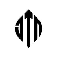 jtm-Kreisbuchstaben-Logo-Design mit Kreis- und Ellipsenform. jtm Ellipsenbuchstaben mit typografischem Stil. Die drei Initialen bilden ein Kreislogo. jtm Kreisemblem abstrakter Monogramm-Buchstabenmarkierungsvektor. vektor