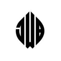 jwb-Kreisbuchstaben-Logo-Design mit Kreis- und Ellipsenform. jwb Ellipsenbuchstaben mit typografischem Stil. Die drei Initialen bilden ein Kreislogo. jwb Kreisemblem abstrakter Monogramm-Buchstabenmarkierungsvektor. vektor