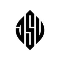 JSU-Kreisbuchstaben-Logo-Design mit Kreis- und Ellipsenform. jsu Ellipsenbuchstaben mit typografischem Stil. Die drei Initialen bilden ein Kreislogo. jsu Kreisemblem abstrakter Monogramm-Buchstabenmarkierungsvektor. vektor