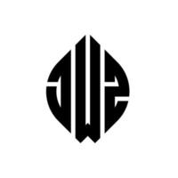 jwz-Kreisbuchstaben-Logo-Design mit Kreis- und Ellipsenform. jwz Ellipsenbuchstaben mit typografischem Stil. Die drei Initialen bilden ein Kreislogo. jwz Kreisemblem abstrakter Monogramm-Buchstabenmarkierungsvektor. vektor