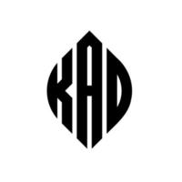 kad-Kreis-Buchstaben-Logo-Design mit Kreis- und Ellipsenform. kad ellipsenbuchstaben mit typografischem stil. Die drei Initialen bilden ein Kreislogo. Kad-Kreis-Emblem abstrakter Monogramm-Buchstaben-Markierungsvektor. vektor