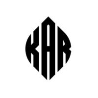 kar-Kreis-Buchstaben-Logo-Design mit Kreis- und Ellipsenform. kar Ellipsenbuchstaben mit typografischem Stil. Die drei Initialen bilden ein Kreislogo. Kar-Kreis-Emblem abstrakter Monogramm-Buchstaben-Markierungsvektor. vektor