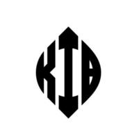 Kib-Kreis-Buchstaben-Logo-Design mit Kreis- und Ellipsenform. Kib-Ellipsenbuchstaben mit typografischem Stil. Die drei Initialen bilden ein Kreislogo. Kib-Kreis-Emblem abstrakter Monogramm-Buchstaben-Markierungsvektor. vektor