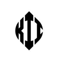 Kii-Kreis-Buchstaben-Logo-Design mit Kreis- und Ellipsenform. kii ellipsenbuchstaben mit typografischem stil. Die drei Initialen bilden ein Kreislogo. kii-Kreis-Emblem abstrakter Monogramm-Buchstaben-Markierungsvektor. vektor