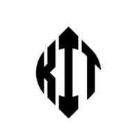Kit-Kreis-Buchstaben-Logo-Design mit Kreis- und Ellipsenform. kit ellipsenbuchstaben mit typografischem stil. Die drei Initialen bilden ein Kreislogo. Kit-Kreis-Emblem abstrakter Monogramm-Buchstaben-Markenvektor. vektor