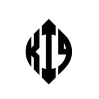 kiq-Kreis-Buchstaben-Logo-Design mit Kreis- und Ellipsenform. Kiq-Ellipsenbuchstaben mit typografischem Stil. Die drei Initialen bilden ein Kreislogo. kiq-Kreis-Emblem abstrakter Monogramm-Buchstaben-Markierungsvektor. vektor