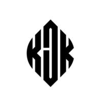 kjk-Kreis-Buchstaben-Logo-Design mit Kreis- und Ellipsenform. kjk ellipsenbuchstaben mit typografischem stil. Die drei Initialen bilden ein Kreislogo. kjk-Kreis-Emblem abstrakter Monogramm-Buchstaben-Markierungsvektor. vektor