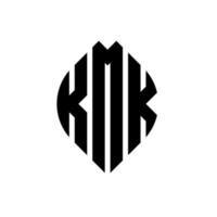 kmk cirkel bokstavslogotyp design med cirkel och ellipsform. kmk ellipsbokstäver med typografisk stil. de tre initialerna bildar en cirkellogotyp. kmk cirkel emblem abstrakt monogram bokstav märke vektor. vektor