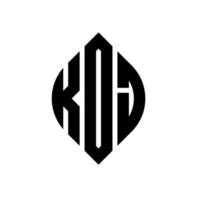 Koj-Kreis-Buchstaben-Logo-Design mit Kreis- und Ellipsenform. koj ellipsenbuchstaben mit typografischem stil. Die drei Initialen bilden ein Kreislogo. Koj-Kreis-Emblem abstrakter Monogramm-Buchstaben-Markierungsvektor. vektor