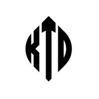 ktd cirkelbokstavslogotypdesign med cirkel och ellipsform. ktd ellipsbokstäver med typografisk stil. de tre initialerna bildar en cirkellogotyp. ktd cirkel emblem abstrakt monogram bokstav märke vektor. vektor