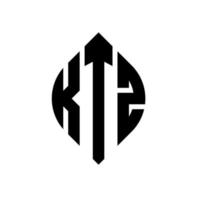 ktz-Kreisbuchstaben-Logo-Design mit Kreis- und Ellipsenform. ktz-ellipsenbuchstaben mit typografischem stil. Die drei Initialen bilden ein Kreislogo. ktz-Kreis-Emblem abstrakter Monogramm-Buchstaben-Markierungsvektor. vektor