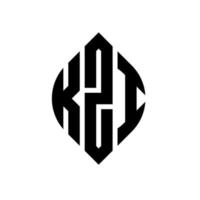 kzi-Kreis-Buchstaben-Logo-Design mit Kreis- und Ellipsenform. kzi-ellipsenbuchstaben mit typografischem stil. Die drei Initialen bilden ein Kreislogo. Kzi-Kreis-Emblem abstrakter Monogramm-Buchstaben-Markierungsvektor. vektor