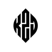 kzj-Kreisbuchstaben-Logo-Design mit Kreis- und Ellipsenform. kzj Ellipsenbuchstaben mit typografischem Stil. Die drei Initialen bilden ein Kreislogo. kzj Kreisemblem abstrakter Monogramm-Buchstabenmarkierungsvektor. vektor