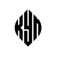 Kym Circle Letter Logo Design mit Kreis- und Ellipsenform. Kym-Ellipsenbuchstaben mit typografischem Stil. Die drei Initialen bilden ein Kreislogo. Kym-Kreis-Emblem abstrakter Monogramm-Buchstaben-Markierungsvektor. vektor