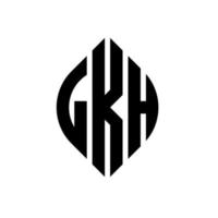 lkh cirkelbokstavslogotypdesign med cirkel- och ellipsform. lkh ellipsbokstäver med typografisk stil. de tre initialerna bildar en cirkellogotyp. lkh cirkel emblem abstrakt monogram bokstav märke vektor. vektor