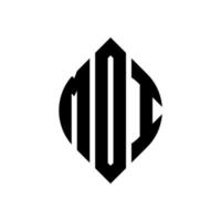 mdi-Kreisbuchstaben-Logo-Design mit Kreis- und Ellipsenform. MDI-Ellipsenbuchstaben mit typografischem Stil. Die drei Initialen bilden ein Kreislogo. MDI-Kreis-Emblem abstrakter Monogramm-Buchstaben-Markierungsvektor. vektor