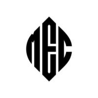 mec cirkel bokstavslogotyp design med cirkel och ellipsform. mec ellips bokstäver med typografisk stil. de tre initialerna bildar en cirkellogotyp. mec cirkel emblem abstrakt monogram brev märke vektor. vektor