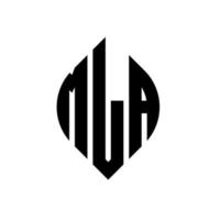 MLA-Kreisbuchstaben-Logo-Design mit Kreis- und Ellipsenform. mla-ellipsenbuchstaben mit typografischem stil. Die drei Initialen bilden ein Kreislogo. MLA-Kreis-Emblem abstrakter Monogramm-Buchstaben-Markierungsvektor. vektor