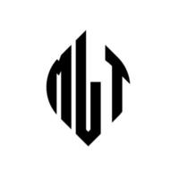 mlt-Kreisbuchstaben-Logo-Design mit Kreis- und Ellipsenform. mlt Ellipsenbuchstaben mit typografischem Stil. Die drei Initialen bilden ein Kreislogo. mlt-Kreis-Emblem abstrakter Monogramm-Buchstaben-Markierungsvektor. vektor