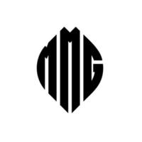 mmg cirkelbokstavslogotypdesign med cirkel- och ellipsform. mmg ellipsbokstäver med typografisk stil. de tre initialerna bildar en cirkellogotyp. mmg cirkel emblem abstrakt monogram bokstav märke vektor. vektor