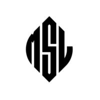 msl cirkelbokstavslogotypdesign med cirkel- och ellipsform. msl ellipsbokstäver med typografisk stil. de tre initialerna bildar en cirkellogotyp. msl cirkel emblem abstrakt monogram bokstav märke vektor. vektor