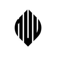 mvu-Kreisbuchstaben-Logo-Design mit Kreis- und Ellipsenform. mvu Ellipsenbuchstaben mit typografischem Stil. Die drei Initialen bilden ein Kreislogo. Mvu-Kreis-Emblem abstrakter Monogramm-Buchstaben-Markierungsvektor. vektor