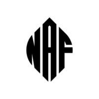 naf-Kreisbuchstaben-Logo-Design mit Kreis- und Ellipsenform. naf Ellipsenbuchstaben mit typografischem Stil. Die drei Initialen bilden ein Kreislogo. naf-Kreis-Emblem abstrakter Monogramm-Buchstaben-Markierungsvektor. vektor