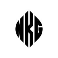 nkg-Kreisbuchstaben-Logo-Design mit Kreis- und Ellipsenform. nkg Ellipsenbuchstaben mit typografischem Stil. Die drei Initialen bilden ein Kreislogo. nkg-Kreis-Emblem abstrakter Monogramm-Buchstaben-Markierungsvektor. vektor