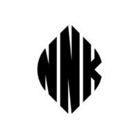 nnk-Kreis-Buchstaben-Logo-Design mit Kreis- und Ellipsenform. nnk Ellipsenbuchstaben mit typografischem Stil. Die drei Initialen bilden ein Kreislogo. nnk-Kreis-Emblem abstrakter Monogramm-Buchstaben-Markierungsvektor. vektor