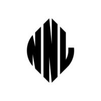 nnl-Kreisbuchstaben-Logo-Design mit Kreis- und Ellipsenform. nnl Ellipsenbuchstaben mit typografischem Stil. Die drei Initialen bilden ein Kreislogo. nnl-Kreis-Emblem abstrakter Monogramm-Buchstaben-Markierungsvektor. vektor