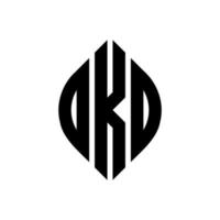 oko cirkelbokstavslogotypdesign med cirkel och ellipsform. oko ellipsbokstäver med typografisk stil. de tre initialerna bildar en cirkellogotyp. oko cirkel emblem abstrakt monogram brev märke vektor. vektor