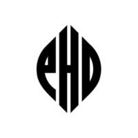 Pho-Kreis-Buchstaben-Logo-Design mit Kreis- und Ellipsenform. pho-ellipsenbuchstaben mit typografischem stil. Die drei Initialen bilden ein Kreislogo. Pho-Kreis-Emblem abstrakter Monogramm-Buchstaben-Markenvektor. vektor