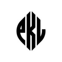 pkl cirkelbokstavslogotyp med cirkel och ellipsform. pkl ellipsbokstäver med typografisk stil. de tre initialerna bildar en cirkellogotyp. pkl cirkel emblem abstrakt monogram bokstav märke vektor. vektor