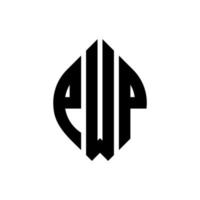 Pwp-Kreisbuchstaben-Logo-Design mit Kreis- und Ellipsenform. Pwp-Ellipsenbuchstaben mit typografischem Stil. Die drei Initialen bilden ein Kreislogo. Pwp-Kreis-Emblem abstrakter Monogramm-Buchstaben-Markenvektor. vektor