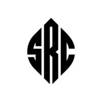 src-Kreis-Buchstaben-Logo-Design mit Kreis- und Ellipsenform. src Ellipsenbuchstaben mit typografischem Stil. Die drei Initialen bilden ein Kreislogo. src-Kreis-Emblem abstrakter Monogramm-Buchstaben-Markierungsvektor. vektor