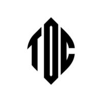 tdc-Kreisbuchstaben-Logo-Design mit Kreis- und Ellipsenform. tdc-ellipsenbuchstaben mit typografischem stil. Die drei Initialen bilden ein Kreislogo. tdc-Kreis-Emblem abstrakter Monogramm-Buchstaben-Markierungsvektor. vektor