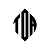tda-Kreisbuchstabe-Logo-Design mit Kreis- und Ellipsenform. tda Ellipsenbuchstaben mit typografischem Stil. Die drei Initialen bilden ein Kreislogo. tda Kreisemblem abstrakter Monogramm-Buchstabenmarkierungsvektor. vektor
