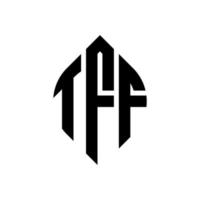 tff-Kreisbuchstaben-Logo-Design mit Kreis- und Ellipsenform. tff Ellipsenbuchstaben mit typografischem Stil. Die drei Initialen bilden ein Kreislogo. tff-Kreis-Emblem abstrakter Monogramm-Buchstaben-Markierungsvektor. vektor