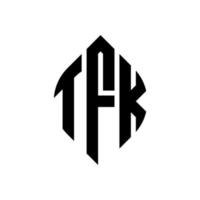 tfk-Kreisbuchstaben-Logo-Design mit Kreis- und Ellipsenform. tfk Ellipsenbuchstaben mit typografischem Stil. Die drei Initialen bilden ein Kreislogo. tfk-Kreis-Emblem abstrakter Monogramm-Buchstaben-Markierungsvektor. vektor